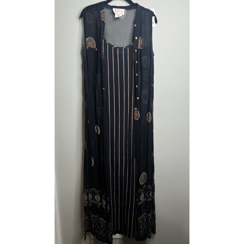 Rene Dehry Collection RARE Vintage Viscose Two Piece Set w/ Dress & Shawl Size M